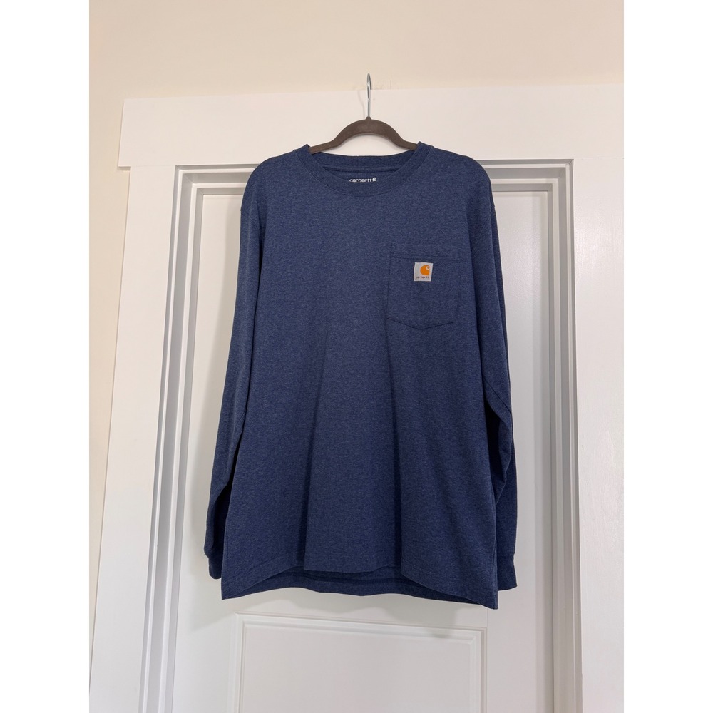 Carhartt Mens Loose Fit‎ Long Sleeve Pocket T-Shirt Blue Heather K126 413 Medium - Picture 5 of 12
